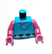 Lego - Minifigure Torso - Blue, Pink, Flower Pattern