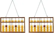 RETROGOO 2X 7 Column Non- Hanging Wooden Abacus Chinese Soroban Educational Tool Mathmetic Calculator for Student Teacher