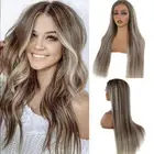 Balayage Blonde Lace Front Wig Human Hair for Women 13x6 HD Frontal Ash Brown...