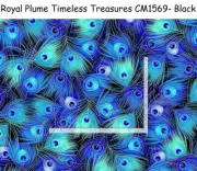 Royal Plume Metallic accent cotton quilt fabric Timeless CM1569 Peacock Feather