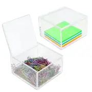 2 Pack Clear Acrylic Organizer with Lid for Paper Clips,Sticky Note,Qtip,Cott...