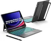 Detachable Keyboard Case with Trackpad for Galaxy Tab S9 11 Inch / S9 FE / S10 FE 10.9 Inch, Magnetic Galaxy Tab S9 Keyboard Case with Backlit, Adjustable Stand, Pencil Holder, Auto Sleep/Wake