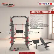 Trojan FPR70 Home Gym Smith, Rack Station, Leg Press & FID Bench + Ext