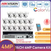 Hikvision 4K NVR 16CH Security CCTV System MIC 4MP Colorvu POE Camera Plug Play
