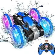 Toys for 6-12 Year Old Boys Amphibious RC Car for Kids 2.4 GHz Remote Control Boat Waterproof RC Monster Truck Stunt Car 4WD Remote Control Vehicle Teens Adults Gifts All Terrain Water Beach Pool Toy