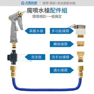 魔噴 噴射+泡沫高壓水槍 洗車水管 澆花水管 灑水槍 伸縮水管組 TA-D027