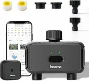 Smart Water Timer with 2 Outlet, Irrigation System Controller for Lawns, Dark Gray-Plastics Inlet & Plastics Outlet (2-Outlet)