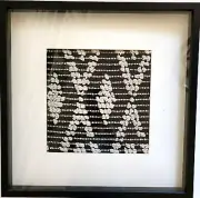Unique Vintage Textile Art 3D-Black Shadow Box Frame-21"x21" "Aztec I"