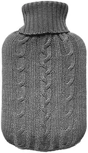 TRIXES Knitted Cover For Hot Water Bottle - Grey Knitted Insulator - Cover only Hot water Bottle not Included