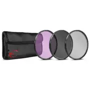 49mm 3-Piece Multi-Coated HD UV CPL FLD Filter Set + Carry Pouch for Thread Lens