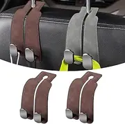 2 Pack Car Bag Hook,Car Seat Back Storage Hook for Headrest,Car Accessories Interior,Multifunctional Car Headrest Hanger with Metal Hooks for Purses,Handbags,Mobile Phone (Brown)
