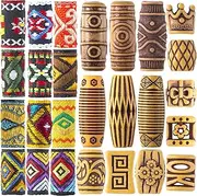 HINZIC 54 PCS Hair Jewelry Braids Fabric Dreadlock Beads Vintage Locks Hair Clips African Beads Simulation Wood Dreadlock Accessories for Halloween Costume Christmas Women Reggae of Men