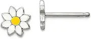 [JewelryWeb] 925 Sterling Silver Polished and Enameled Flower Post Earrings 8x8mm Wide Stud Earring for Women