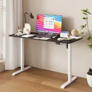 Advwin Electric Standing Desk Adjustable Height Ergonomic Sit Stand up Desk 120cm Black Splice Board Table Top+White Frame