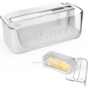 Butter Dish with Knife Butter Container with 180-degree Rotating Sealing Flip-Top-White