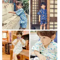 在飛比找ETMall東森購物網優惠-日本男童純棉甚平套裝汗蒸家居服