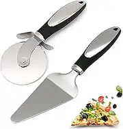 Pizza Cutter, Pizza Cutter Wheel Pizza Server Set, Pizza Cutter Knife with Non-Slip Handle, Stainless Steel Pizza Cutter Wheel, for Pizza, Pies, Dough Cookies and Waffles