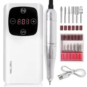 45000RPM Nail Drill Machine 3-in-1 Portable Nail Drill and Dryer Electric Professional Nail Lathe with UV LED Lamp Manicure Care