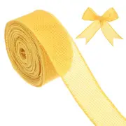 Burlap Ribbon, 1.5" x 10 Yards Burlap Wired Edge Ribbon [Yellow]