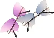 [BESPORTBLE] 2Pcs Butterfly Sunglasses for Women Stylish Gradient Color Frame for Parties and Summer Sports Novelty Fashion Eyewear Comfortable Nose Pads UV Protection
