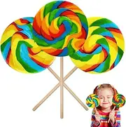Fruidles Jumbo Rainbow Swirl Lollipop, 110 Gram, 4" Inch Individually Wrapped Sucker (Pack of 6)