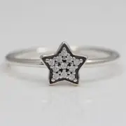 NEW AUTHENTIC PANDORA STAR STACKER RING 190891CZ W SUEDE POUCH