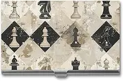 [LKHDS] Slim Aluminum Alloy Business Card Holder Chess Piece Brown Pattern Pocket Business Card Case Portable Business Card Wallet Business Card Holders Handheld Card Box for Women Men, style, One size