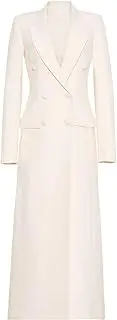 [Zadaos] Women's Blazers Casual Lapel Long Sleeve High Waist Patchwork Double Breasted Suit Jacket White M