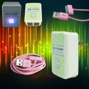 20X 4 USB PORTS WALL ADAPTER+3FT CABLE POWER CHARGER DATA PINK GALAXY TAB NOTE
