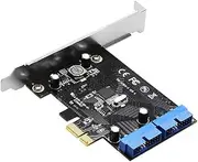 Ysyaxsyt PCI Express USB 3.0 19 Pin Expansion Card PCIE 1X to 2 Ports USB 3 19 Pin Adapter Internal USB3 20Pin Hub Header Easy Install
