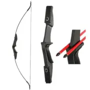 TOPARCHERY Archery 57" Takedown Youth Recurve Bow Hunting Black Long Bow for ...
