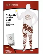Spirit Halloween Adult Costume Chipotle Water Cup Bodysuit Size Large