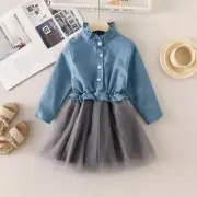 Girls Stylish Denim Dress with Mesh Stitching – Fashionable and Comfortable-Atal