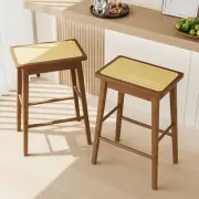 Rattan Bar Stools Set of 2 Counter Stools Height Kitchen Stools 24 Inch Barstool