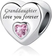[LSxAB] Pink Heart Love You Forever Charm for Mom Daughter Grandma Friends Compatible with Pandora Charms Bracelets