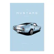 Ford Mustang Fastback - Light Blue A1 Poster Print