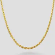 Men's 18K Gold Plated 4mm Rope Chain Necklace Miami Cuban Link Style Hip Hop Jewelry