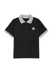 Moncler Kids Pique Cotton Polo Shirt (8-10 Years), Polo Shirt, Black - 8 Years 8 years