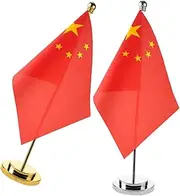 Gatuida 2Sets Miniature Chinese Table Flag with Metal Base Fade Resistant Decorative Banner for Desk Vibrant Colors for Classroom Festive Decor