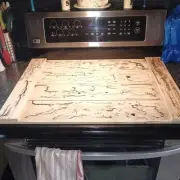 Wooden Noodle Board Stove Top Cover-Lichtenberg Fractal Burned, X-Counter Space