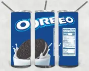 FOOD OREO 20oz Stainless Steel Double Wall Skinny Tumbler With Straw