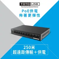 在飛比找Yahoo奇摩購物中心優惠-TOTOLINK SW1008P 8+2埠Gigabit⾧距