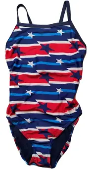 SPEEDO Women 12/38 RAD WHITE & BLUE USA Prolt Flyback One Piece Swimsuit NEW