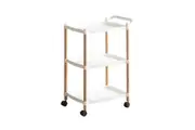3 Tier Kitchen Rolling Storage Cart with Wheels & Handle - White