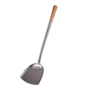 NEW APPETITO STAINLESS STEEL WOK SPATULA Soup Turner Wood Handle Kitchen Utensil