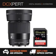 SIGMA 30MM F/1.4 DC DN CONTEMPORARY LENS FOR FUJI X-MOUNT (4302975) + SD CARD