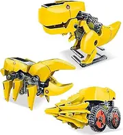 PicassoTiles STEM Kids Solar Powered Dinosaur Robot Educational Learning Engineering Building Toy 3-in-1 Creative Unique Transformation Renewable Sun Energy Science Experiment DIY Kit Boy Girl Age 8+