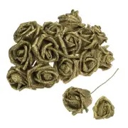50pcs Glitters Roses Artificial Flowers, Fake Roses with Stems, Gold