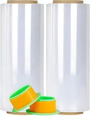 CHUANGSEED Stretch Film 12 in x 1000 ft Moving Wrapping Plastic Shrink Film Strength Stretch 80 Gauge Durable Industrial Strength,Clear,2 Pack