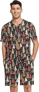 [GAIREG] Pajamas for Men Short Sleeve Pajama Set Loungewear with Pockets S-XXL, Winter Christmas Trees, X-Large